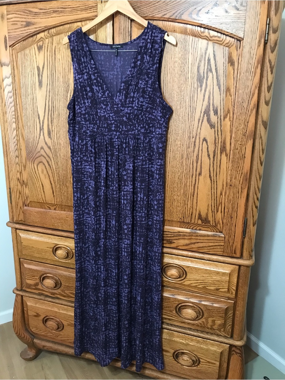 Daisy Fuentes XL Maxi Dress Black Purple Sleeveless
